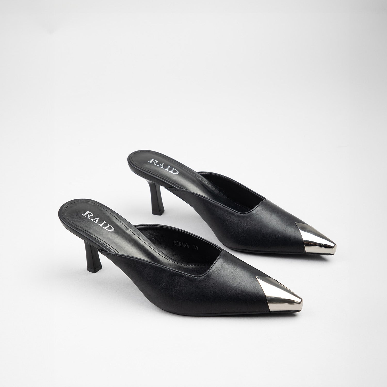 RAID Elkana Heeled Mules in Black - Image 3